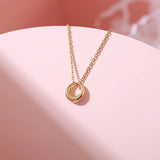 925 Sterling Round Golden Silver Necklace Small Geometric Jewelry Woman