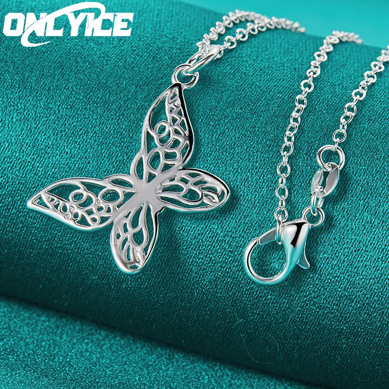 Retro Carve Butterfly Pendant Necklaces For Women Jewelry
