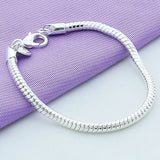 925 Sterling Silver 4mm Snake Chain Bracelet for Men Women