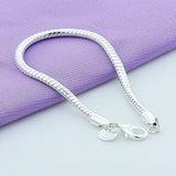 925 Sterling Silver 4mm Snake Chain Bracelet for Men Women