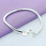 925 Sterling Silver 4mm Snake Chain Bracelet for Men Women