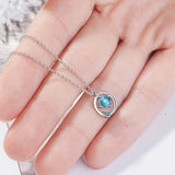 925 Silver Aurora Space Planet Pendant Necklace Stone Pendant