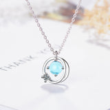925 Silver Aurora Space Planet Pendant Necklace Stone Pendant