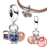 925 Sterling Silver Baby Bottle Shoe & Spot Striped Bead Charm