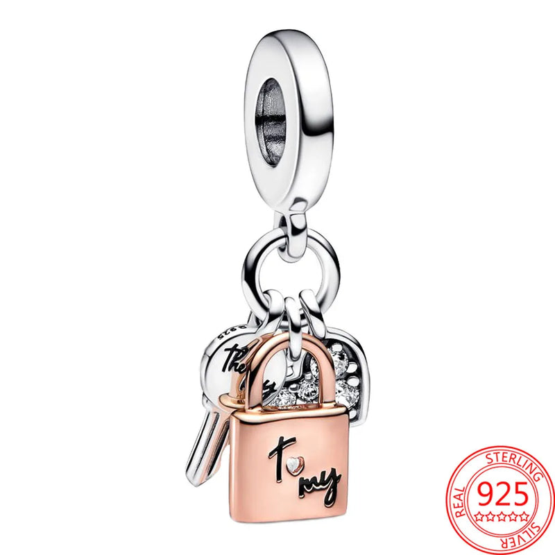 925 Sterling Silver Baby Bottle Shoe & Spot Striped Bead Charm