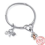 925 Sterling Silver Baby Bottle Shoe & Spot Striped Bead Charm
