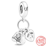 925 Sterling Silver Baby Bottle Shoe & Spot Striped Bead Charm