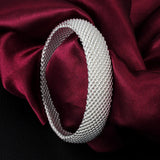 925 Silver Bangle Bracelet Women's Woven Mesh Jewelry