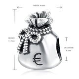 925 Silver Money Bag European Charms Bead for Bracelet Bangle