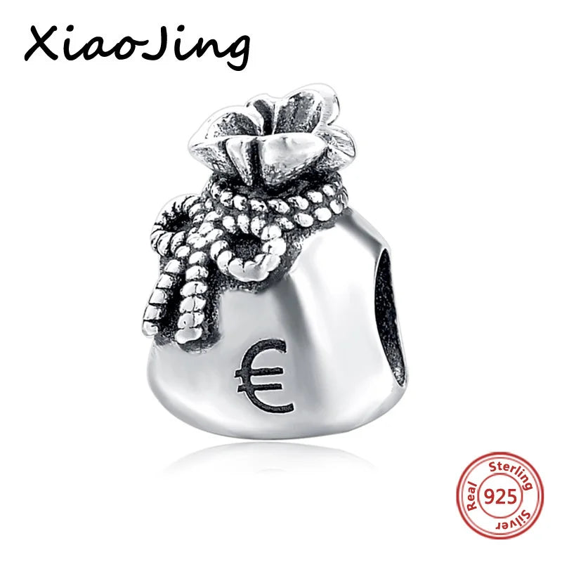 925 Silver Money Bag European Charms Bead for Bracelet Bangle