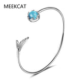 925 Silver Mermaid Bubble Mermaid's Tail Cuff Bracelet Fine Jewelry