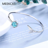 925 Silver Mermaid Bubble Mermaid's Tail Cuff Bracelet Fine Jewelry