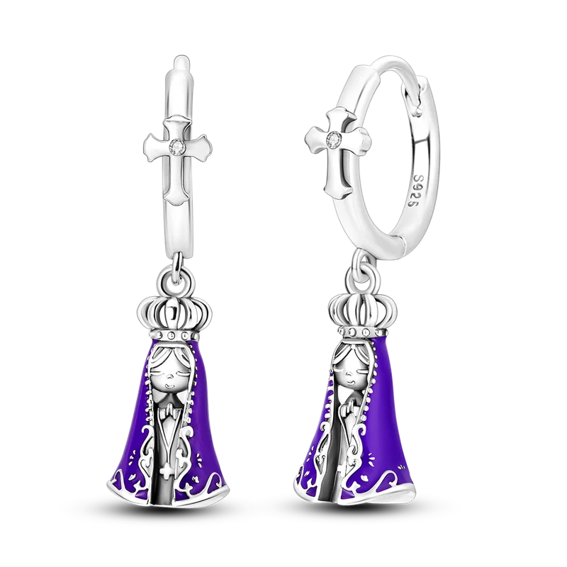 925 Silver Princess Crown Earrings Wedding Jewelry Gift