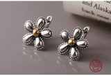 925 Silver Cherry Flower Earrings Lucky Clover Stud - Retro Oorbellen