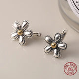 925 Silver Cherry Flower Earrings Lucky Clover Stud - Retro Oorbellen