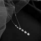 925 Silver Choker Stars Necklace Zircon Pendant Women Gift
