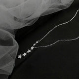 925 Silver Choker Stars Necklace Zircon Pendant Women Gift