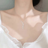 925 Silver Choker Stars Necklace Zircon Pendant Women Gift