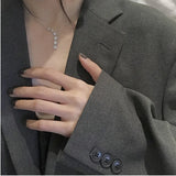925 Silver Choker Stars Necklace Zircon Pendant Women Gift