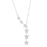 925 Silver Choker Stars Necklace Zircon Pendant Women Gift