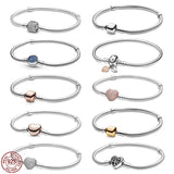 925 Silver Classic Bracelet Heart Buckle for Charm Beaded DIY
