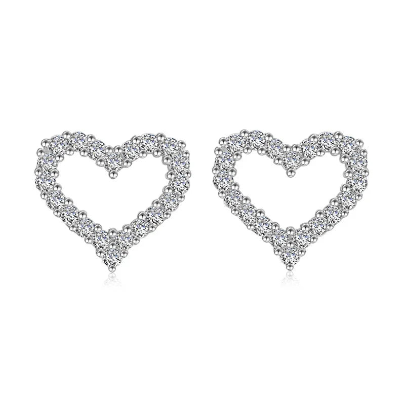 925 Silver Zircon Heart Earrings Wedding Jewelry Oorbellen