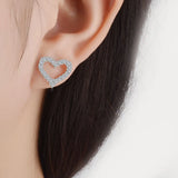 925 Silver Zircon Heart Earrings Wedding Jewelry Oorbellen