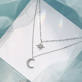 925 Sterling Silver Moon Pendant Necklace for Women
