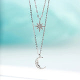 925 Sterling Silver Moon Pendant Necklace for Women