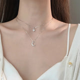 925 Sterling Silver Moon Pendant Necklace for Women