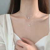 925 Sterling Silver Moon Pendant Necklace for Women