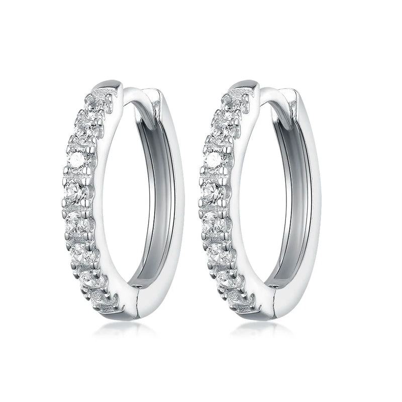 Geometric Big Hoop Earring Ear Clip 925 Silver