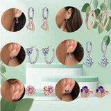 925 Silver Rose Pansy Double Band Earrings