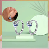 925 Silver Rose Pansy Double Band Earrings