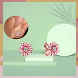 925 Silver Rose Pansy Double Band Earrings