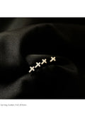 925 Silver Rhinestone Cross Stud Earrings Women's Party Jewelry