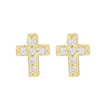 925 Silver Rhinestone Cross Stud Earrings Women's Party Jewelry