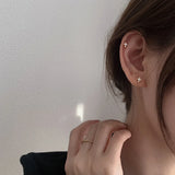 925 Silver Rhinestone Cross Stud Earrings Women's Party Jewelry