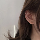 925 Silver Rhinestone Cross Stud Earrings Women's Party Jewelry