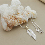 925 Silver Feather Necklace for Women Pendant Chain Jewelry