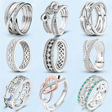 925 Silver Crown Twisted Eternity Crystal Ring for Women