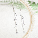 925 Silver Spiral Wave Tassel Chain Drop Earrings Banquet Party Jewelry