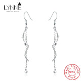 925 Silver Spiral Wave Tassel Chain Drop Earrings Banquet Party Jewelry