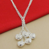 925 Silver Five Heart Love Necklace Pendant Romantic Jewelry