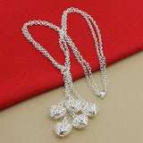925 Silver Five Heart Love Necklace Pendant Romantic Jewelry