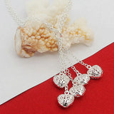 925 Silver Five Heart Love Necklace Pendant Romantic Jewelry
