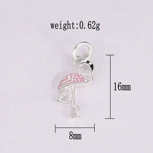 925 Silver Flamingo Charm Pendant Necklace Bracelet DIY Women