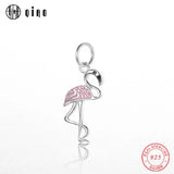 925 Silver Flamingo Charm Pendant Necklace Bracelet DIY Women