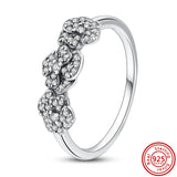 925 Silver Forever Love Heart Flower Bow Knot Pav? Lucky Rings