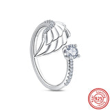 925 Silver Forever Love Heart Flower Bow Knot Pav? Lucky Rings